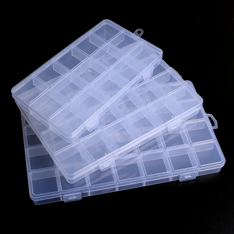 15/24/28Grids Transparente Kunststoff Organizer Box Schmuck Perlen Lagerung Container DIY Handwerk Ohrring Schmuck Rechteck Box fall