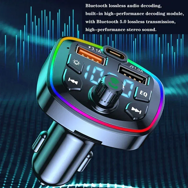 3,1 A USB PD Schnelle Lade Auto Ladegerät FM Sender Bluetooth 5,0 Audio Empfänger MP3 Musik Player TF Karte Schnell lade Adapter