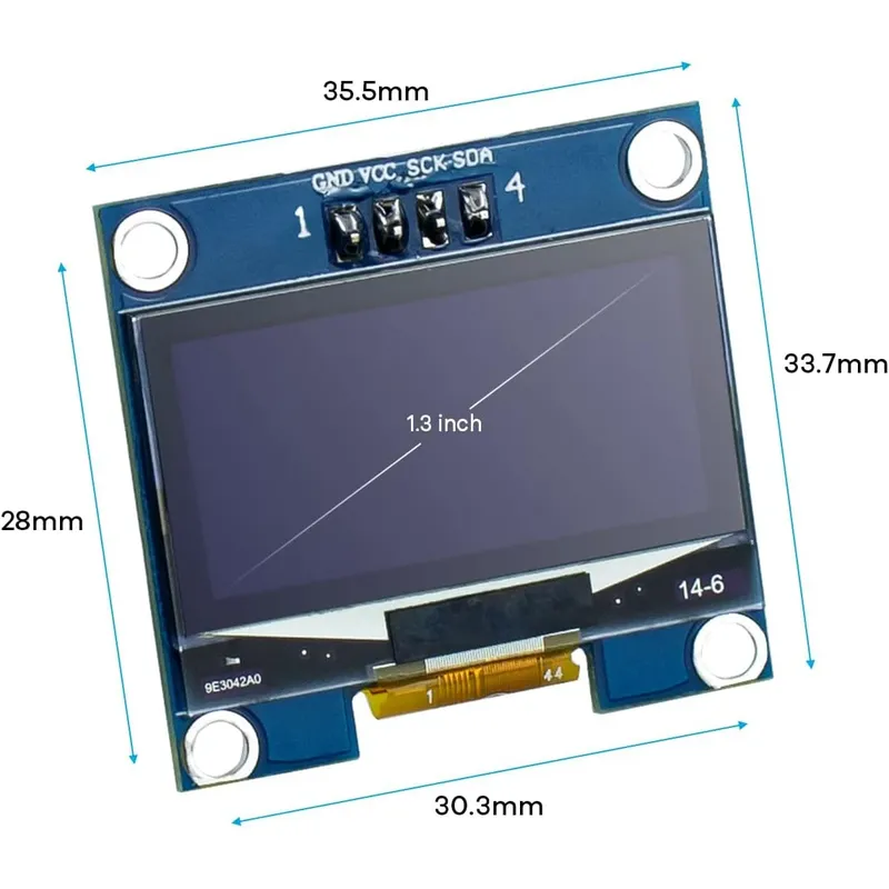 1,3-Zoll-OLED-Anzeigemodul 128 x 64 Pixel IIC I2C OLED-Bildschirm CH1116 Treiber selbstleuchtende Anzeigetafel für Arduino Raspberry Pi