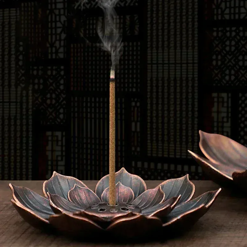 Neuer 1-teiliger Räucherstäbchenhalter aus Legierung, Buddhismus-Lotus-Räuchergefäß, Bronze-Kürbisblüten-Räuchergefäß
