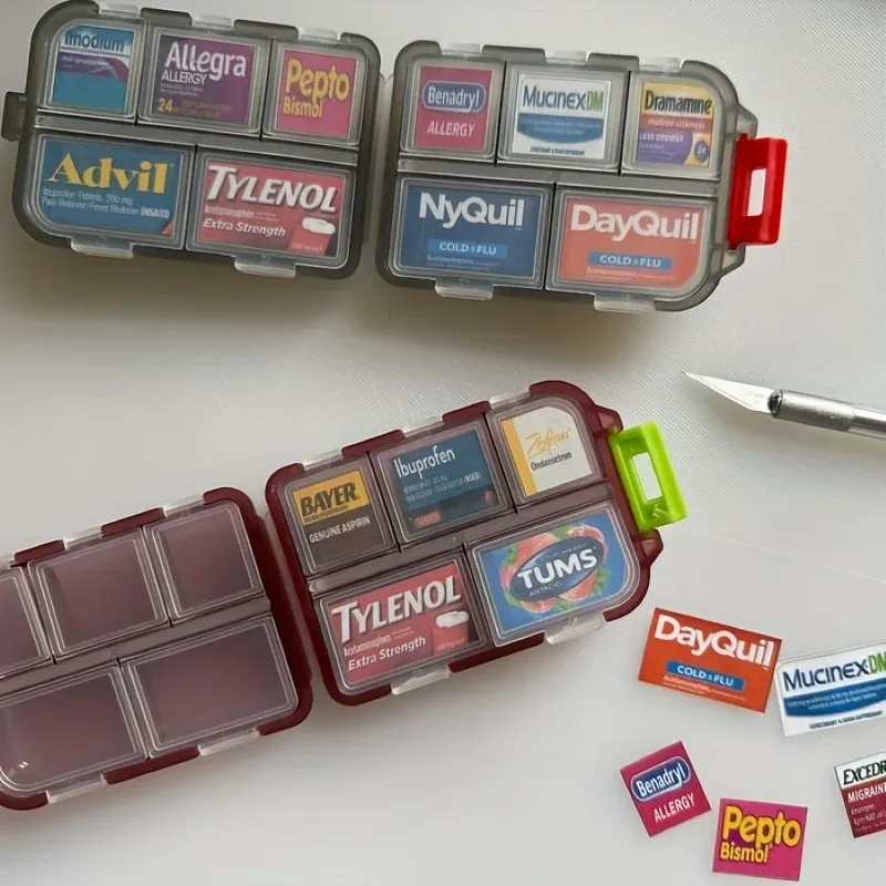 Tcare Reise-Pillen-Organizer, feuchtigkeitsbeständige Pillenbox für Tasche, Geldbörse, tägliches Pillenetui, tragbarer Medikamenten-Vitamin-Halter-Behälter