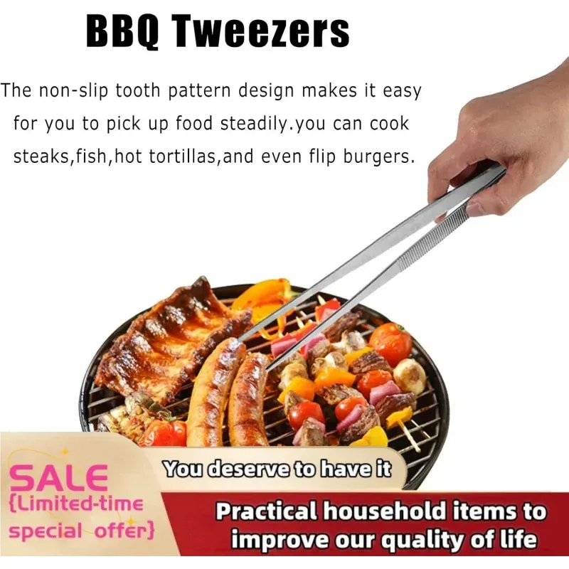 Edelstahl Churrasco-Zange Clip Buffet BBQ-Werkzeug Multifunktionale Grillzange Essenszange Küchenzubehör