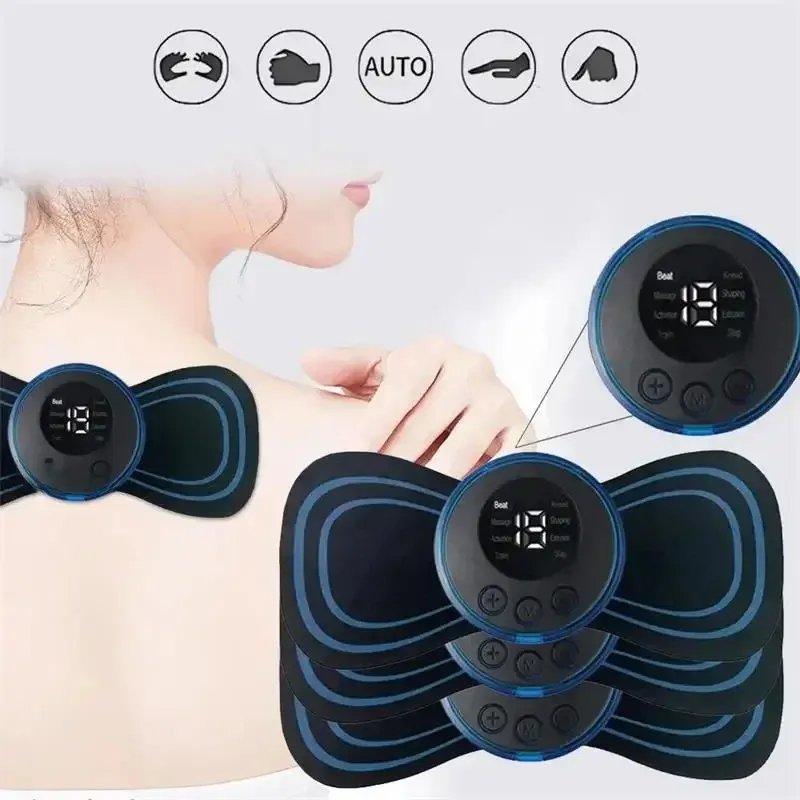 Muskel-Elektromassagegerät, 2/3/4 Stück, EMS-Nackenmassagegerät, 8 Modi, 19 Stufen der Stärke, Vibrationsinstrument-Behandlung