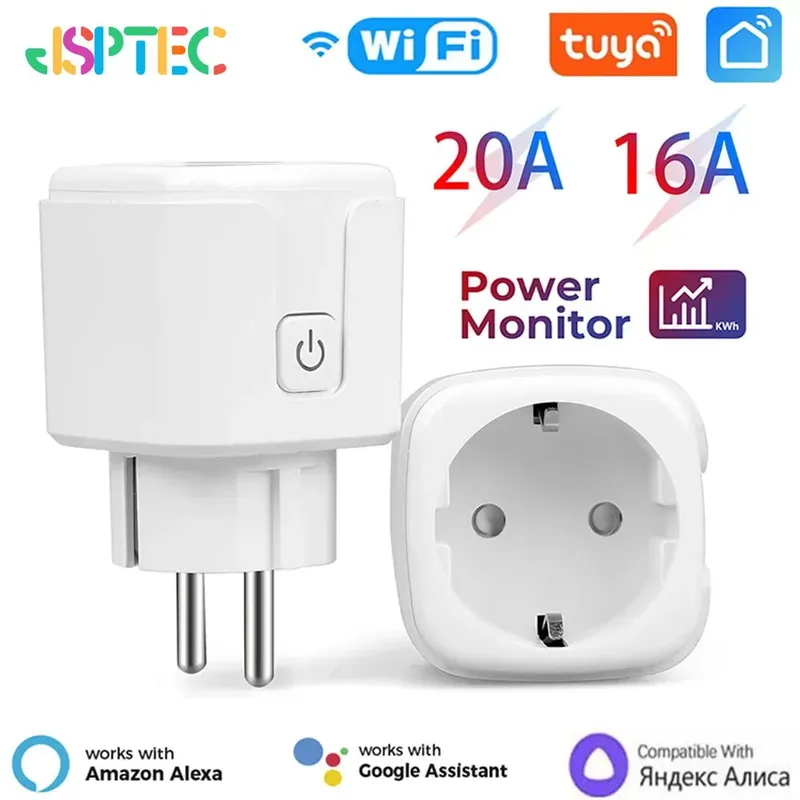 Tuya smart socket eu16a/20a wifi smart plug mit strom überwachung smart life app fernbedienung unterstützung google assistent alexa