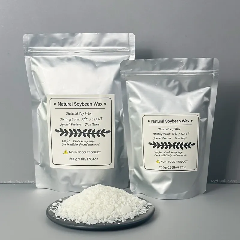 Natürliches Sojawachs DIY Kerzenherstellung 100/250/500/1000g Zubehör Duftkerzen-Rohmaterial Rauchfreie Kerzen Dochte Bastelbedarf