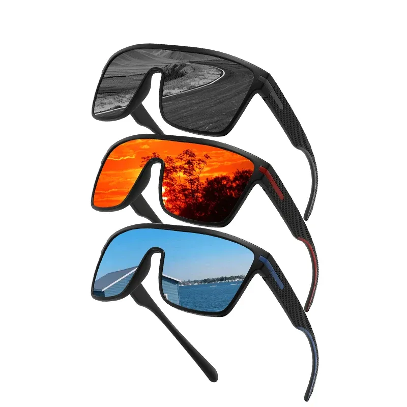 Modische polarisierte quadratische Sonnenbrille für Männer und Frauen, übergroße, blendfreie Fahrerspiegel-UV400-Sonnenbrille