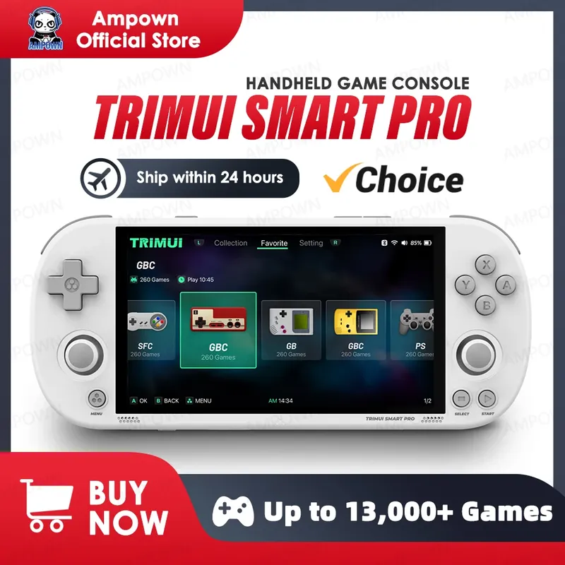 Trimui Smart Pro Handheld Spielkonsole 4,96'' IPS Bildschirm Linux System Joystick RGB Beleuchtung Smartpro Retro Video Game Player geschenk