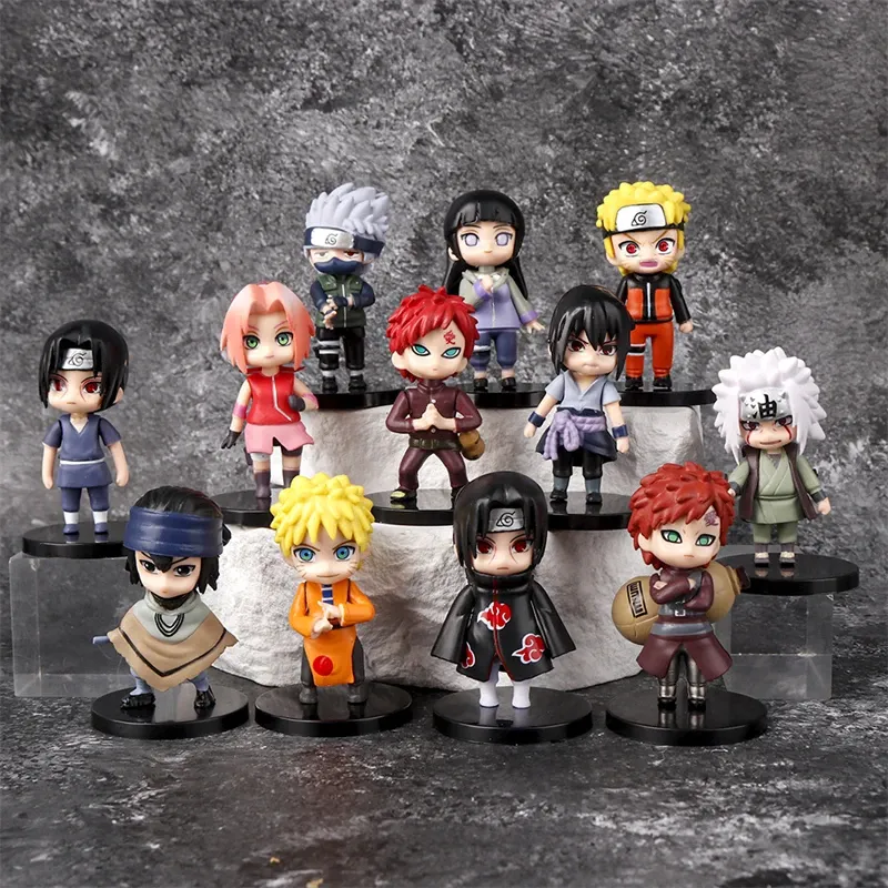 12 Teile/satz Naruto Q Verison Figur Spielzeug Nette Anime Mini Sasuke Kakashi Itachi Gaara Jiraiya Kawaii PVC Action Figur Modell Puppe