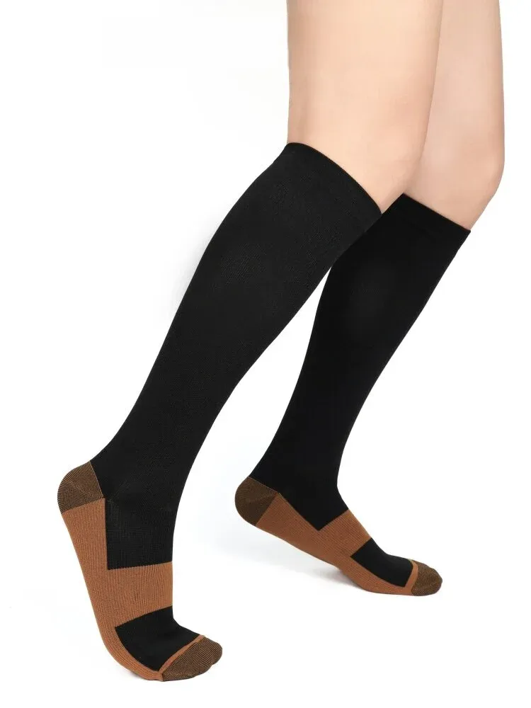 Kompressionsstrümpfe für Damen und Herren, gegen Ermüdung, Schmerzlinderung, abgestufte Unisex-Strümpfe, knielang, geeignet für Golf, Rugby, Laufen, Wandern, Sport