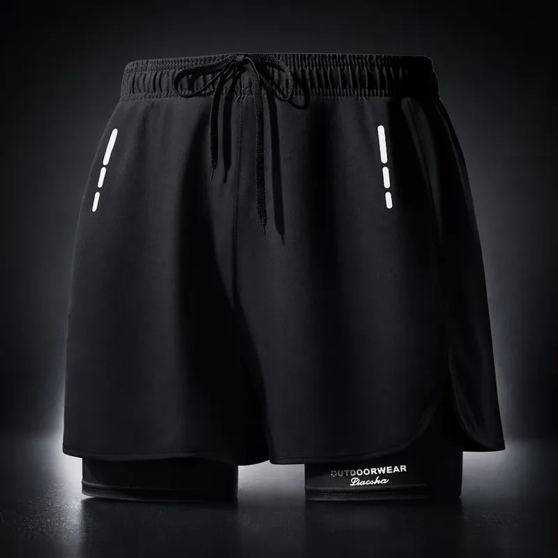Herren Badeshorts Schnelltrocknend Sportshorts mit Kompressionsfutter für Strand Pool Laufen Fitness