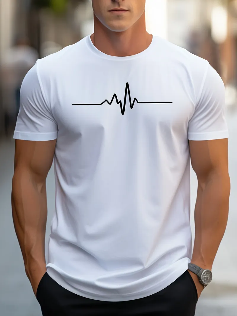 Herren-T-Shirt aus 100 % Baumwolle, Sommer, lockere Größe, kreativer Grafikdruck, schmale Passform, lässig, sportlich, Rundhalsausschnitt, kurzärmelig