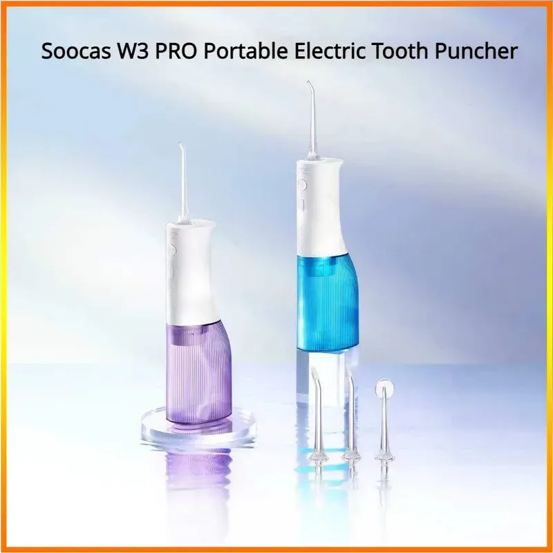 Original SOOCAS W3 Pro Wasser Flosser Zähne 4 Typ Düsenreiniger Munddusche Wiederaufladbarer Reiniger Wassertank abnehmbar