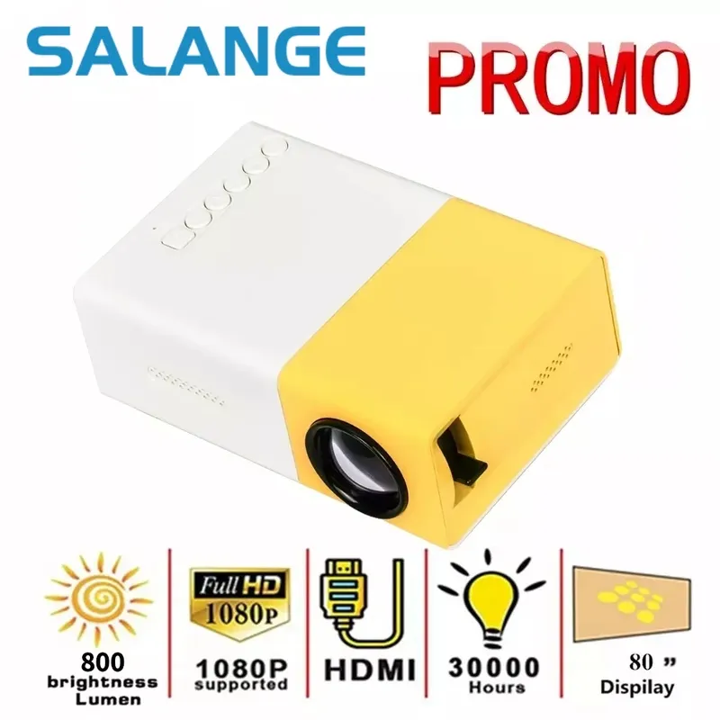 Salange YG300 Mini-LED-Projektor Yg300, verbesserte Version, 600 Lumen, 320 x 240 P, HDMI-kompatibel, USB-Audio, Heim-Media-Player, Beamer