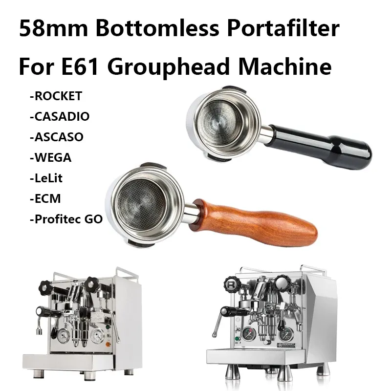 58 mm Kaffee-Siebträger ohne Boden für Lelit/Wega/Gemilai/Rocket/Rancilio/Royal/Faema Espressomaschine E61 Kaffee-Siebträger