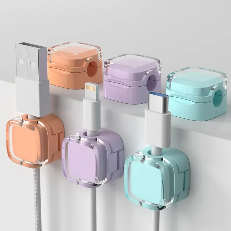 VIKEFON 6 Stück magnetische Kabelmanagement-Clips, mehrfarbiger Kabel-Organizer, Schreibtisch- und Wandhaken für Telefongaten und Ladegeräte