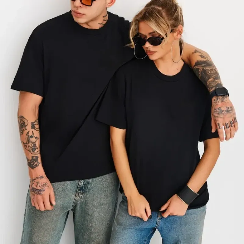 Einfarbige Paar-T-Shirts für vier Jahreszeiten, Basic-Kurzarm-T-Shirts für Herren und Damen, lässiges, atmungsaktives, übergroßes Sport-T-Shirt