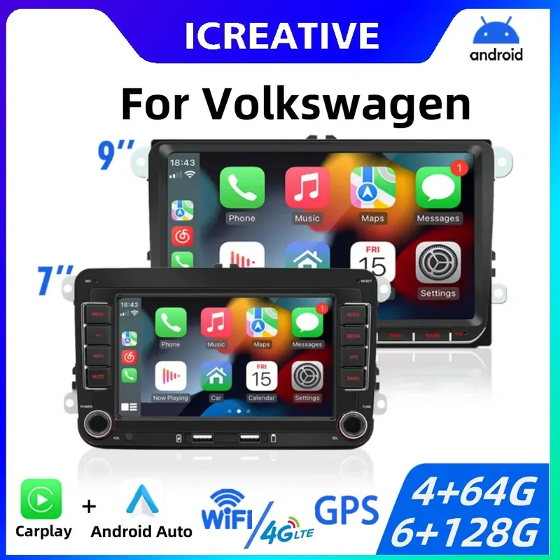 2Din Autoradio Android für Volkswagen Golf 5 6 Polo Passat B6 B7 CC Skoda Jetta Universal Multimedia Carplay Wifi GPS Navigation