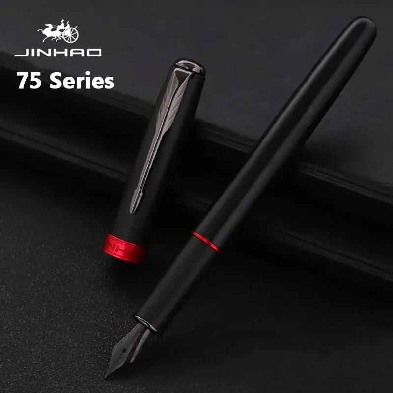 Jinhao 75 Metall-Füllfederhalter, Schwarz/Schwarz, Rot, Luxus-Stifte, 0,5 mm Feder, Schreibtinte, Stifte, Schreibwaren, Business, Büro, Schulbedarf - 4.89 EUR