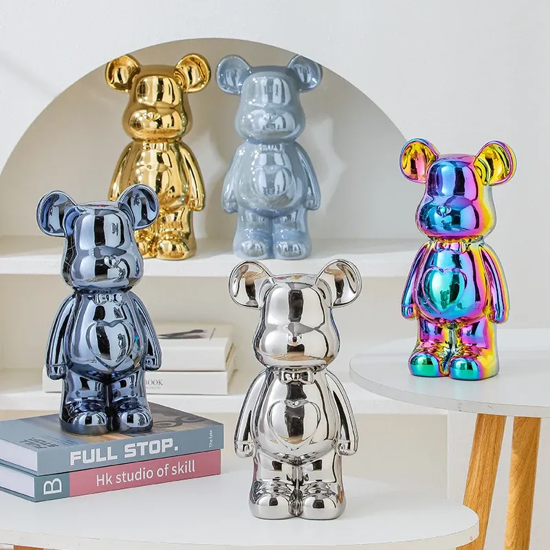 17/27/cm Ästhetischer Bär Ziegel Keramik Statue Teddybär Dekor Actionfigur Skulpturen Ornament für Zimmer Heimdekoration Kunsthandwerk