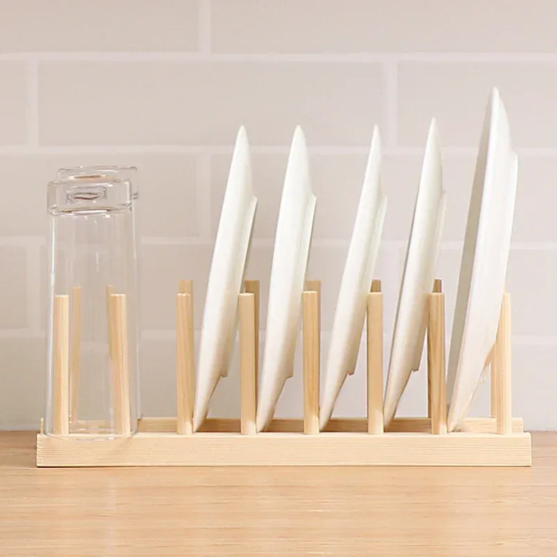 2024 DIY-Schließfach, Bambus-Abflussregal, Holzplattenregal, Geschirrregal, Küchen-Organizer für Teller/Schneidebretter/Teller/Tassen/Topfdeckel