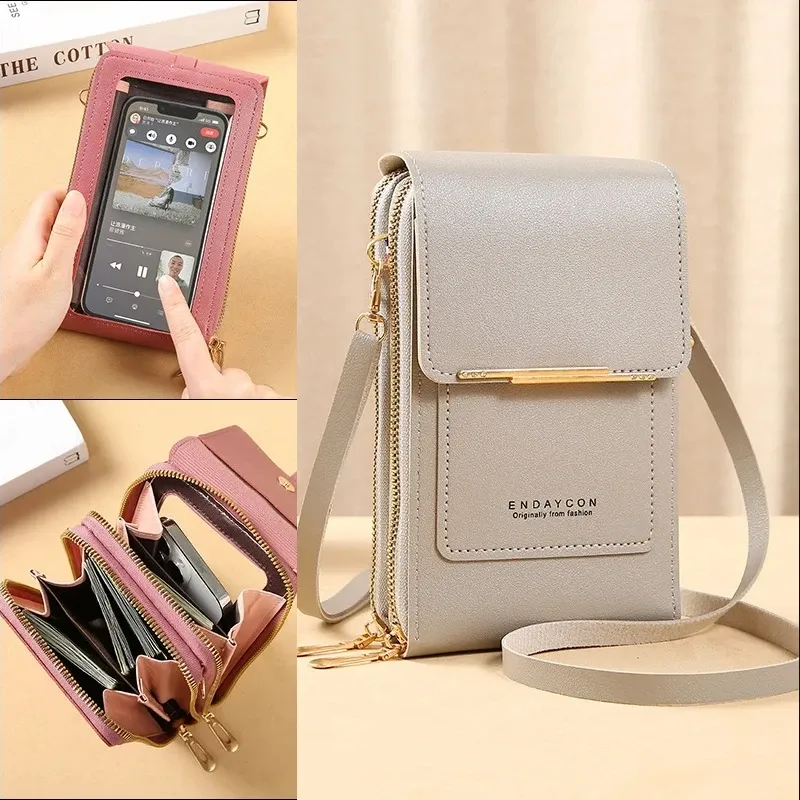 Crazy Bag Fashion Touch Screen Lock Handytasche Damen Handy Kartenhalter Umhängetasche Umhängetasche