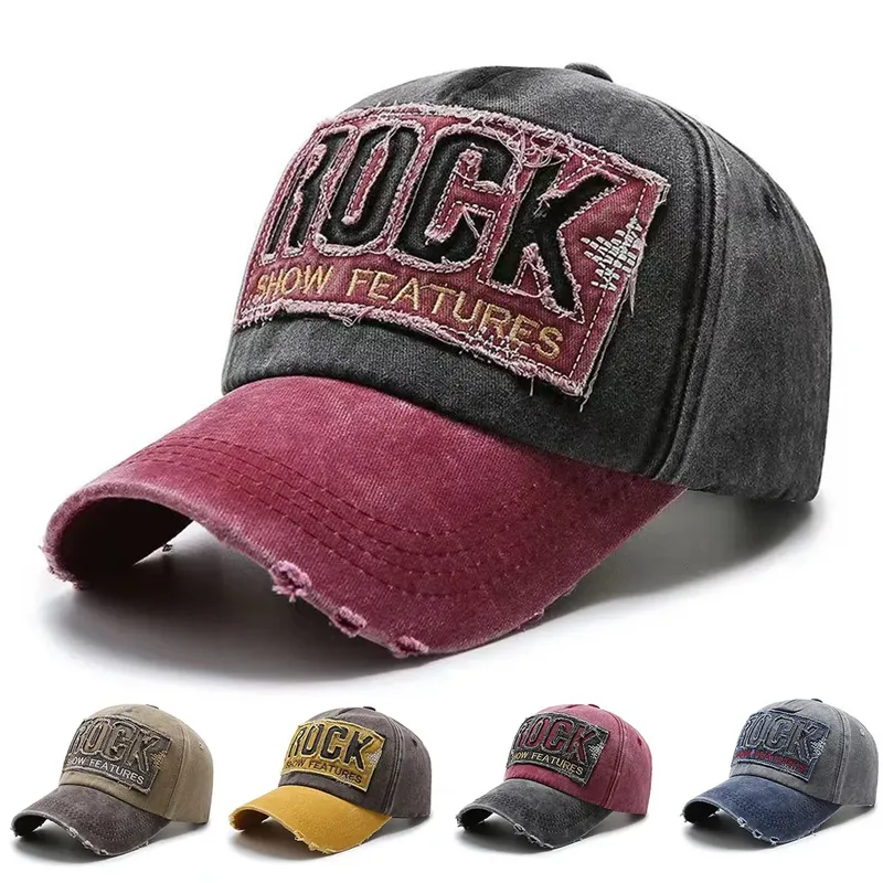 Hochwertige Letter Rock Stickerei Baumwolle Baseball mütze für Männer Frauen Gorras Snapback Outdoor Sport Sonnenhut