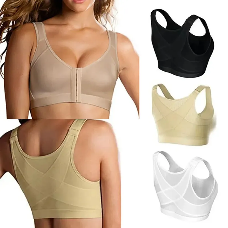 Weste Bhs S-5XL Verschluss Vorne Haltung Corrector Lift Up Bh Frauen Push-Up Kreuz Zurück Unterwäsche Stoßfest Sport Unterstützung Fitness