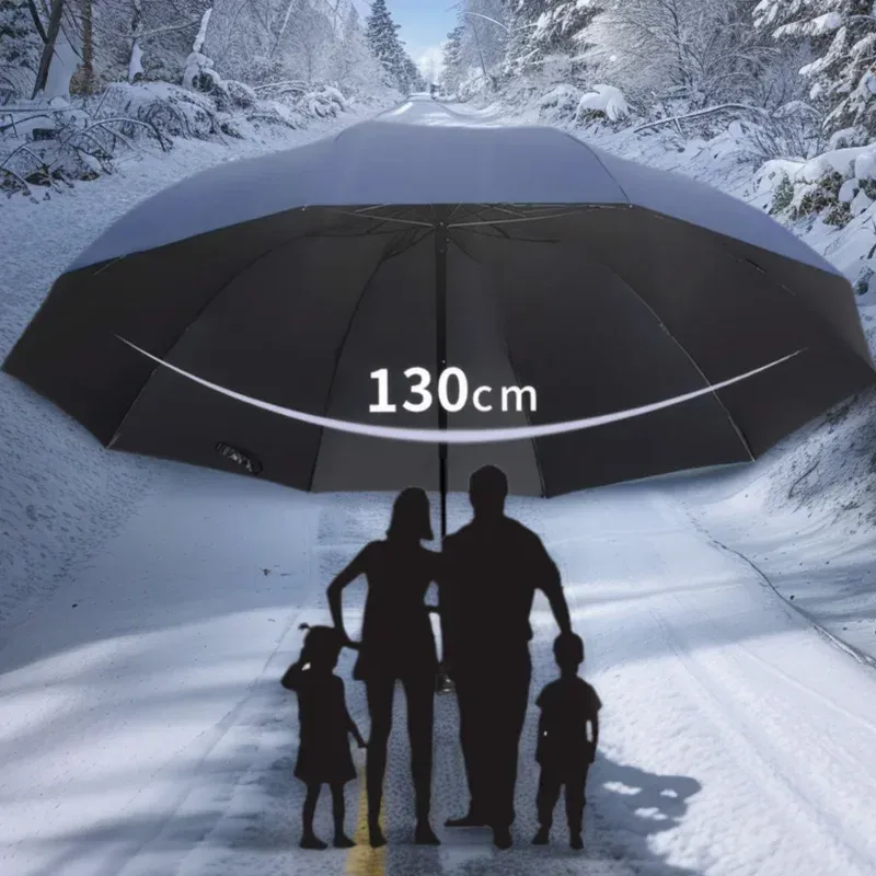 130 cm übergroßer Klappschirm, wind- und wasserdicht, großer Sonnenschirm und Regenschirm für Reisen und Familiengebrauch
