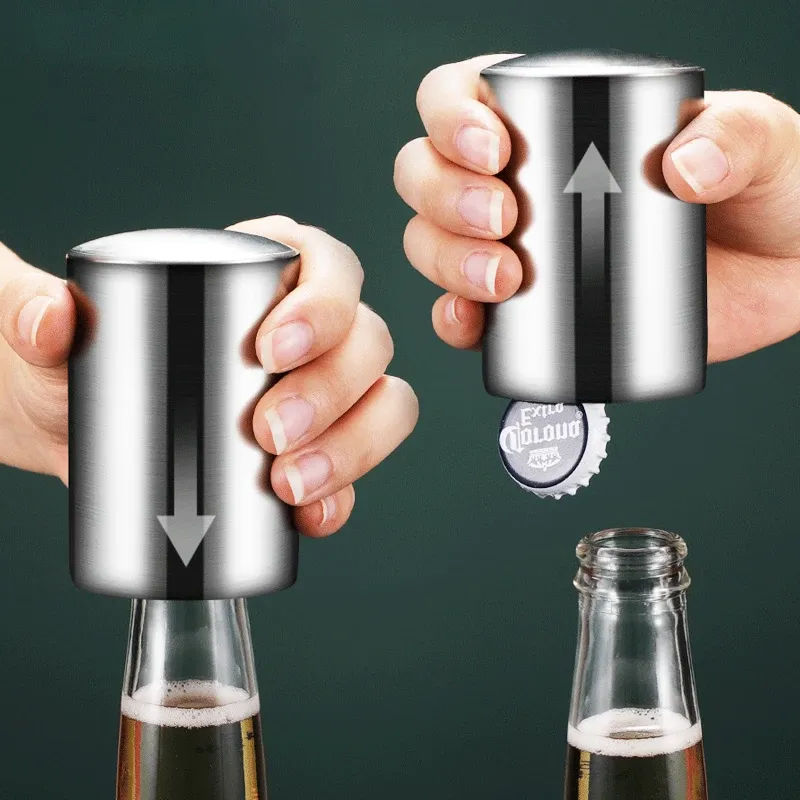 Bierflaschenöffner aus Edelstahl, automatischer Bieröffner, Weinbier-Kappenöffner, Küchenhelfer, Party-Geschenk