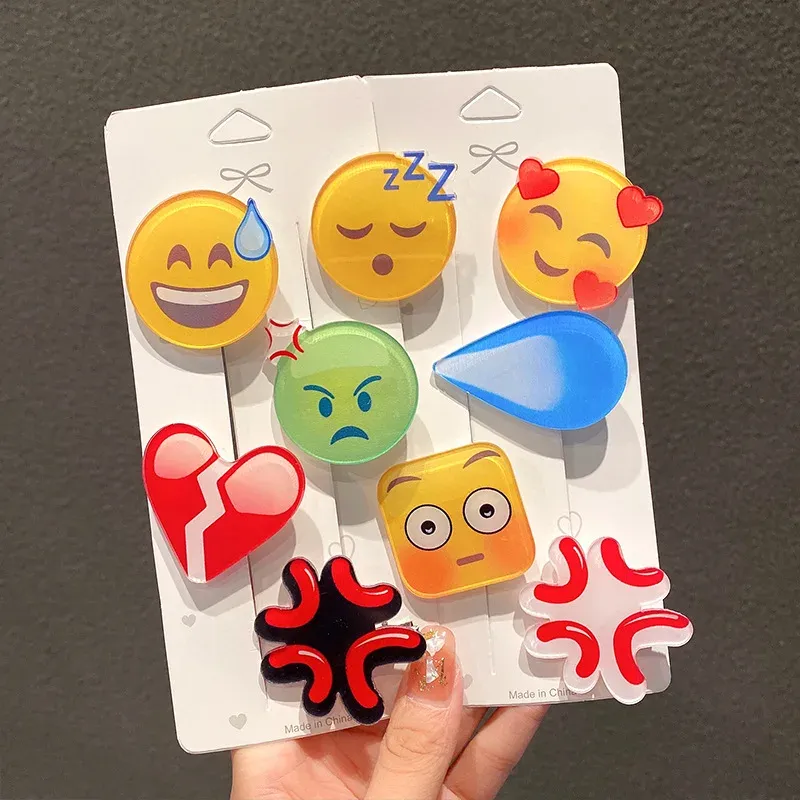 Mode Emojied Haarnadel Speechless Schweiß Wütend Wasser Tropfen Haar Clip Für Coole Mädchen Lustige Emoticons Haarnadel Haar Zubehör