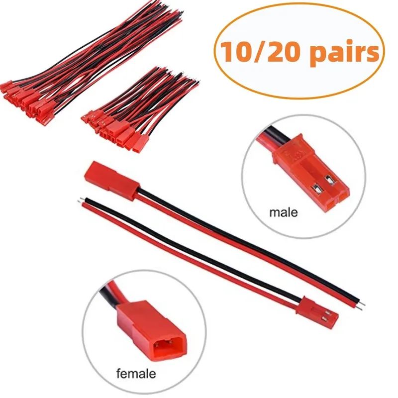 20/40 stücke 22 AWG Stecker Stecker für JST 2Pin Männlich Weiblich für JST RCY Stecker Stecker Kabel Draht für LED Lampe Streifen RC Spielzeug Batterie
