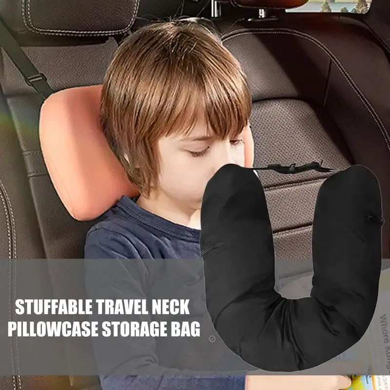 Befüllbarer Reisekissenbezug, Organizer-Tasche, tragbare Reisetasche, Flugzeugkissen, Reise-Nackenkissen, selbstfüllend, für Reisen