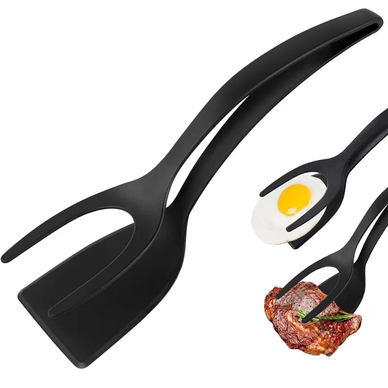 2-in-1-Griff, Flip-Spatel, Klemme, Ei, Pfannkuchen, Fisch, französischer Toast, Omelett, Herstellung, antihaftbeschichtet, für Zuhause, Küche, Kochen, Wender