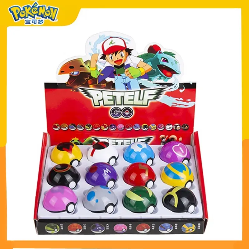 12 Teile/satz Pokemon OPP Verpackt Pokeball Pikachu Action Figure Spiel Tasche Monster Genie Ball Modell Anime Puppen Spielzeug Kinder Geschenke