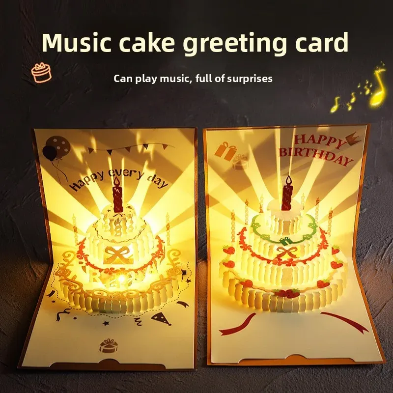 Mit Umschlag Hochzeitsdekorationen für Tische 3D Pop-Up Geschenkkarte mit LED Musik-Geschenkkarten Musikalische Geburtstags-Grußkarten