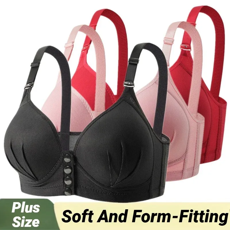 Neuer großer BH mit vorderer Schnalle, sexy Push-up-BH für Damen, verstellbare, dünne Cups, atmungsaktiv, bequem, für Frauen mittleren Alters, ohne Bügel.
