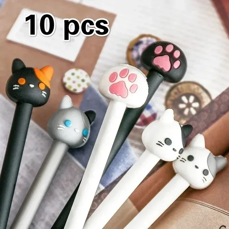 10 Teile/los Kreative Cartoon Katze Klaue Neutral Stift Schwarz Student Neutral Stifte Schreibwaren Kunst Schriftlich Liefert Büro Zubehör