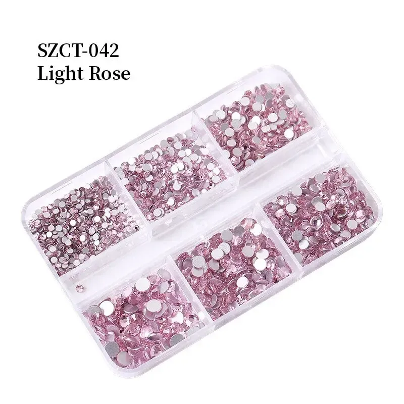 6 Gitter SS6-20 Gemischte Größe Rosa Bronze Silber Flatback Strasssteine Edelsteine Blinkende Diamanten 3D Nail Art Dekorationen Kristalle