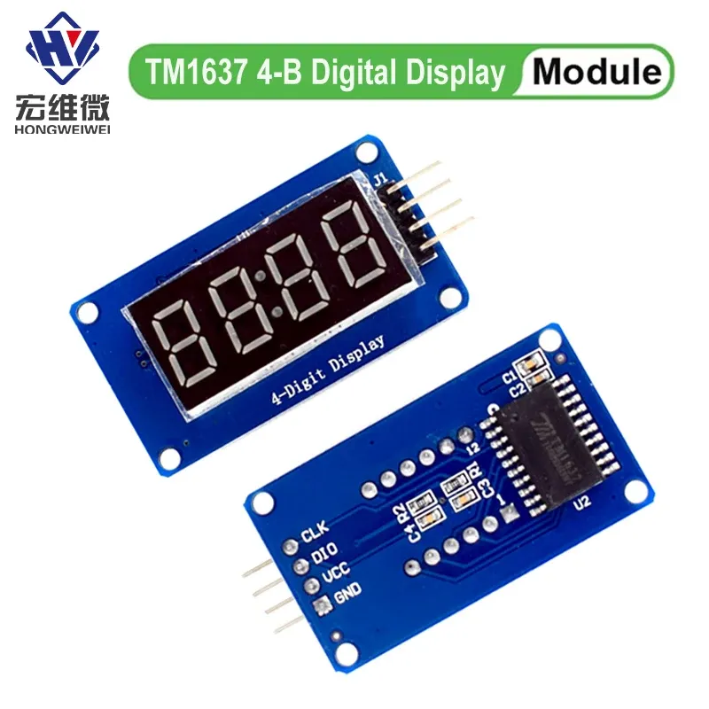 TM1637 LED-Anzeigemodul für Arduino, 7-Segment, 4-Bit, 0,36 Zoll, rote Anode, digitale Röhre, LED-Helligkeit einstellbar, mit Uhrstunde