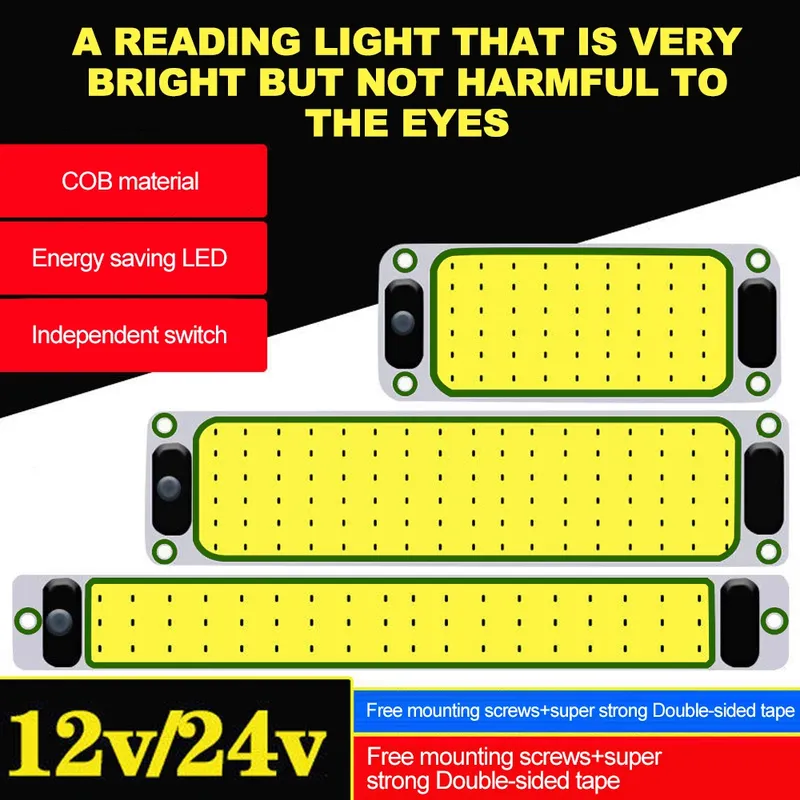 1/2 stücke 12-24 V Auto Lesen LED Nacht Streifen Licht Innen Licht 54/87/108LED Decke Lampe mit Schalter Taste für Van Lkw Lkw - 4.41 EUR