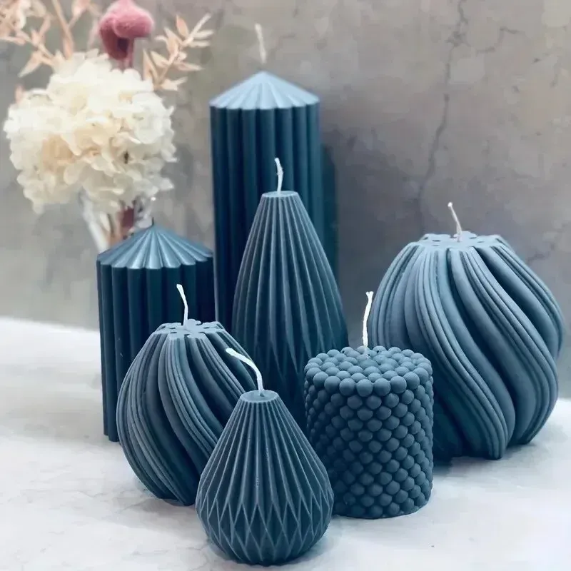 3D-Spiralgestreifte Silikonform für DIY-Duftkerzen, Tonhandwerk, Wachs, Harzguss – Kerzenform in unregelmäßiger Form