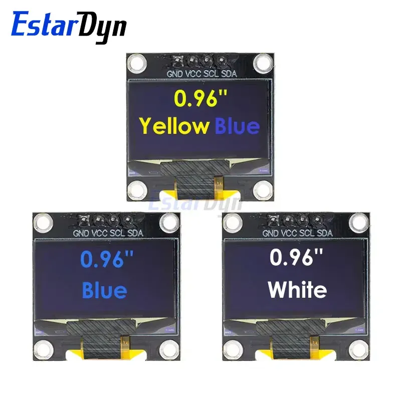 Estardyn DIYUSER 0,96 Zoll OLED SSD1306 Weiß/Blau/Gelb 128X64 IIC I2C Serielles Display 12864 LCD-Bildschirmplatine für Arduino