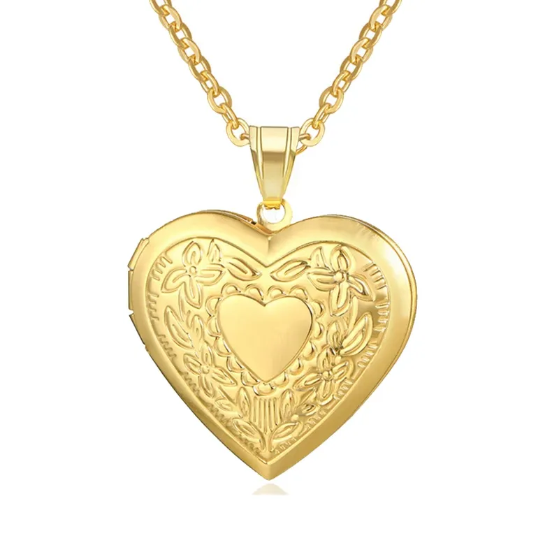 Romantische Herz Medaillon Anhänger Weibliche Gold Silber Farbe Edelstahl Memorial Halskette Für Frauen Schmuck Valentinstag Geschenk