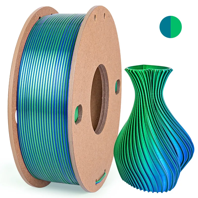 Seiden-PLA-Filament 250g 2 Farben in 1 für 3D-Drucker 1.75mm - Kompatibel mit den Meisten FDM-Druckern