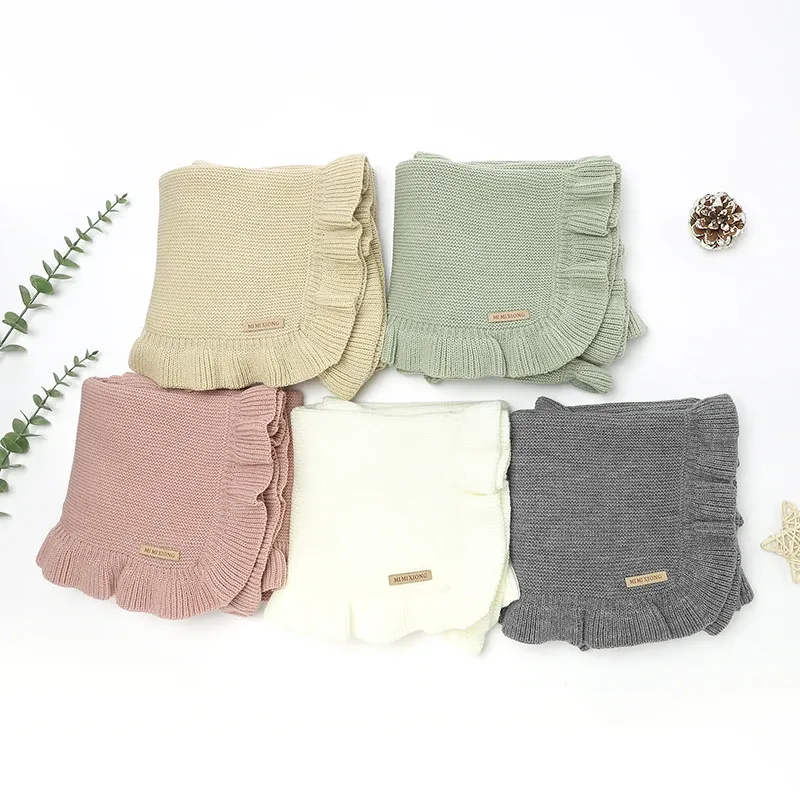 Baby Decken 90*70 cm Gestrickte Neugeborenen Jungen Mädchen Solide Kinderwagen Swaddle Wrap Schlafsack Reversible Weiche Infantil Empfang Quilts