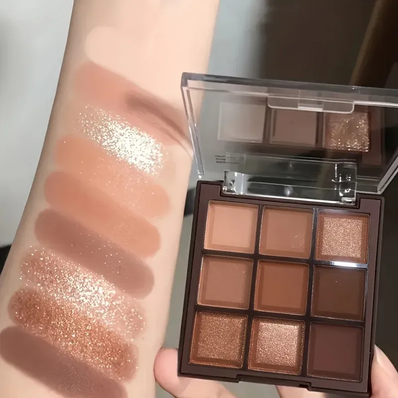 2024 Mokka-Schokolade, 9-Farben-Lidschatten-Palette, mattes, perlmuttfarbenes Glitzer-Finish, Make-up-Schokoladen-Lidschatten-Palette