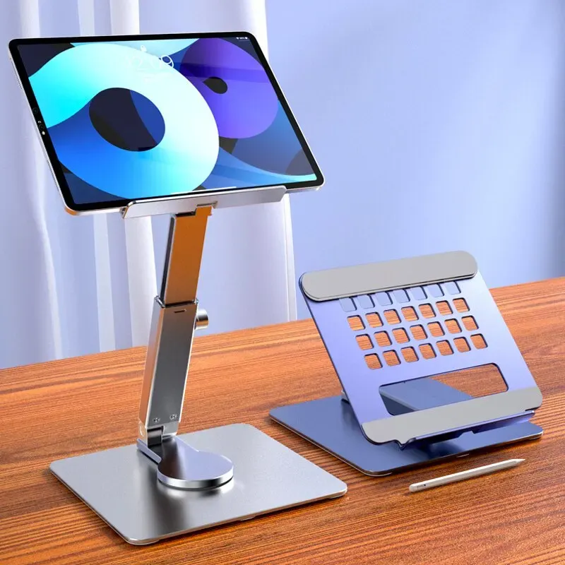 Tablet-Ständer aus Aluminium 360° ° Rotierender, zusammenklappbarer, verstellbarer Schreibtischhalter für iPad Pro Air 4 Mini 12,9 4-14 Zoll Xiaomi Tab
