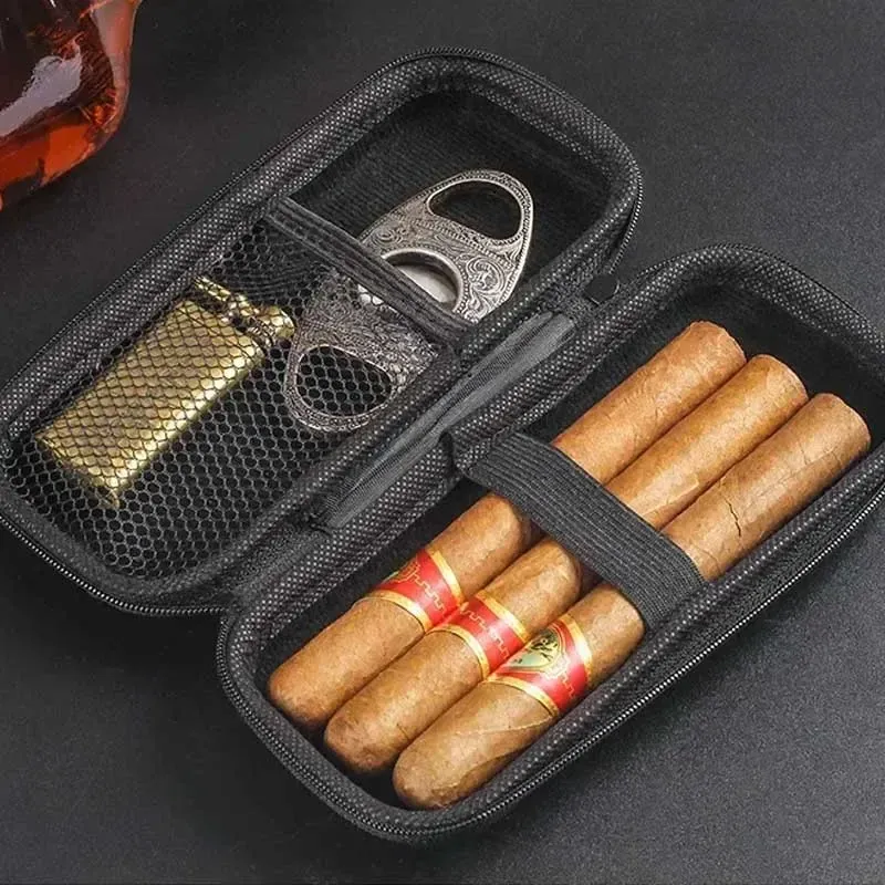 Tragbare Zigarrenhülle aus EVA, leichte Reise-Aufbewahrungstasche für Zigarren, Feuerzeug, Cutter, Raucherzubehör, Geschenk für Raucher.