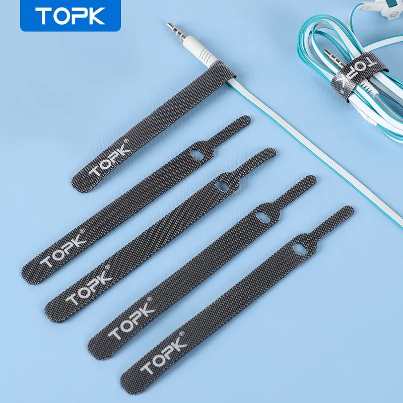 TOPK lösbare Kabel-Organizer-Krawatten, Maus-Kopfhörer, Kabelmanagement, Nylon-Kabelbinder, wiederverwendbare Schlaufe, Reifen, Klebeband, Riemen, Krawatte