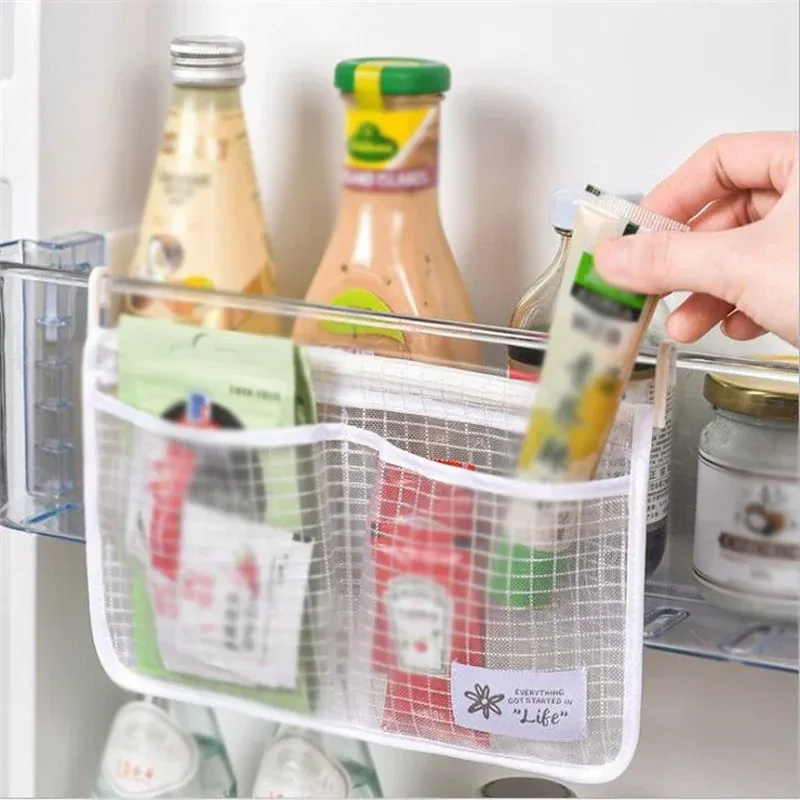 1 Stück Kühlschrank-Hänge-Netztasche - Kühlschranktür-Organizer für Küchen-Aufbewahrungstasche